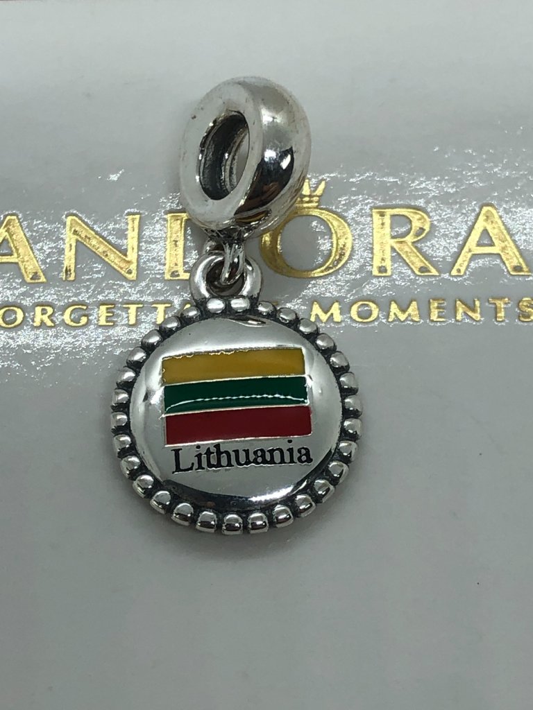 Pandora Lithuania Flag Dangle Charm
